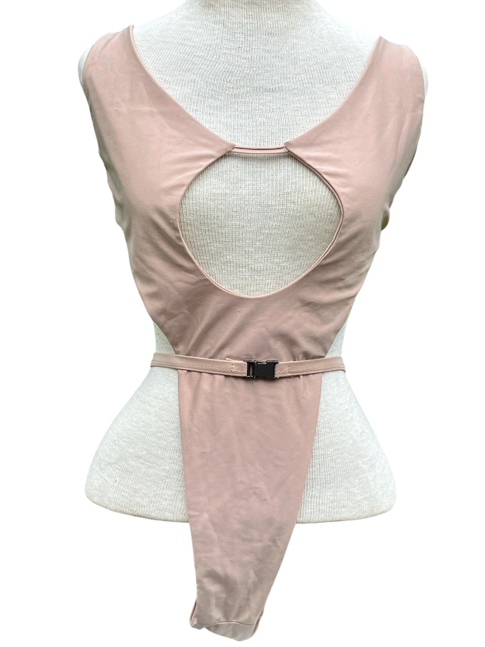 Sleeveless Cutout Bodysuit in tan size large